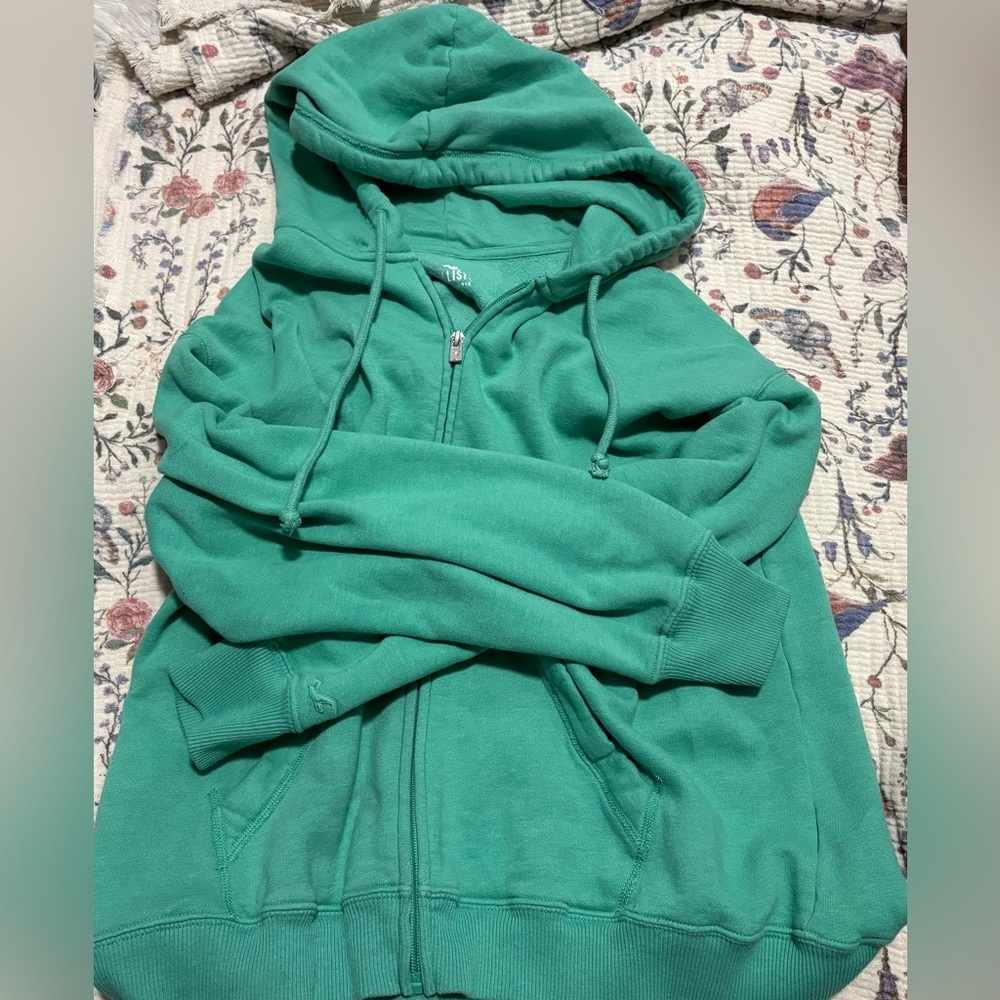 Green Hollister zip up hoodie
